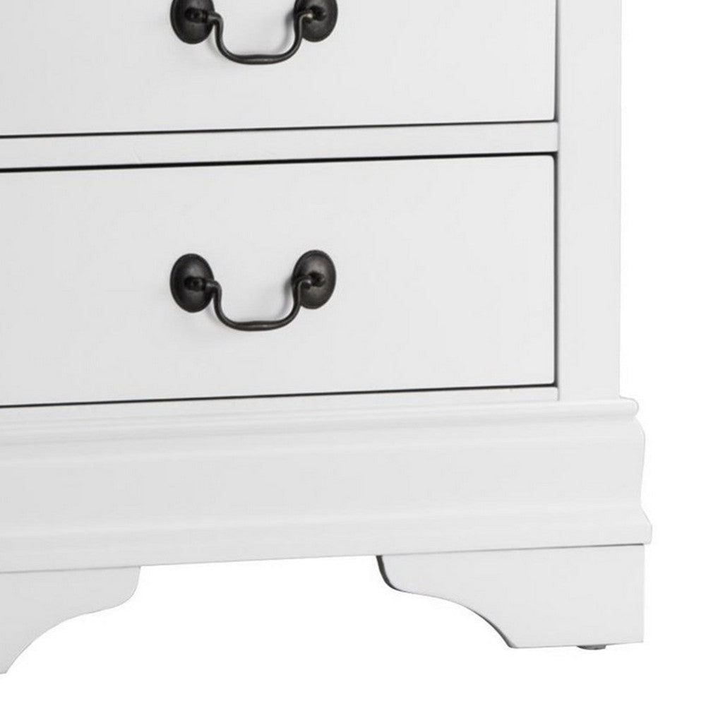 Wooden Night Stand With 2 Spacious Drawers White HME-2147W-4