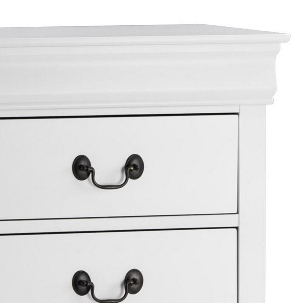 Wooden Night Stand With 2 Spacious Drawers White HME-2147W-4