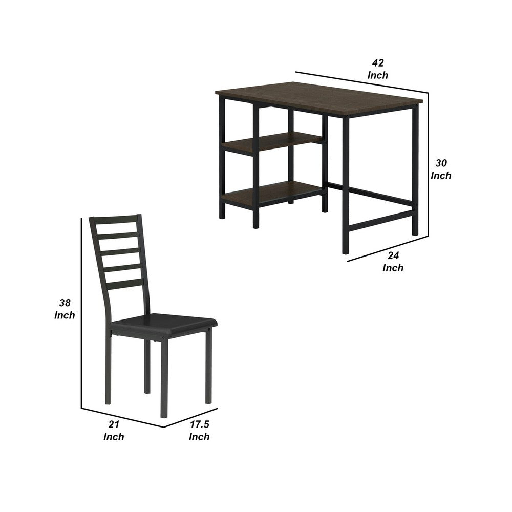 Metal And PU Study Computer Set With Writing Desk And PU Chair Black HME-4514-15