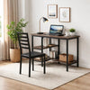 Metal And PU Study Computer Set With Writing Desk And PU Chair, Black