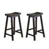 Wooden 29" Counter Height Stool with Saddle Seat, Black, Set Of 2