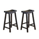 Wooden 29" Counter Height Stool with Saddle Seat, Black, Set Of 2