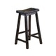 Wooden 29" Counter Height Stool with Saddle Seat, Black, Set Of 2