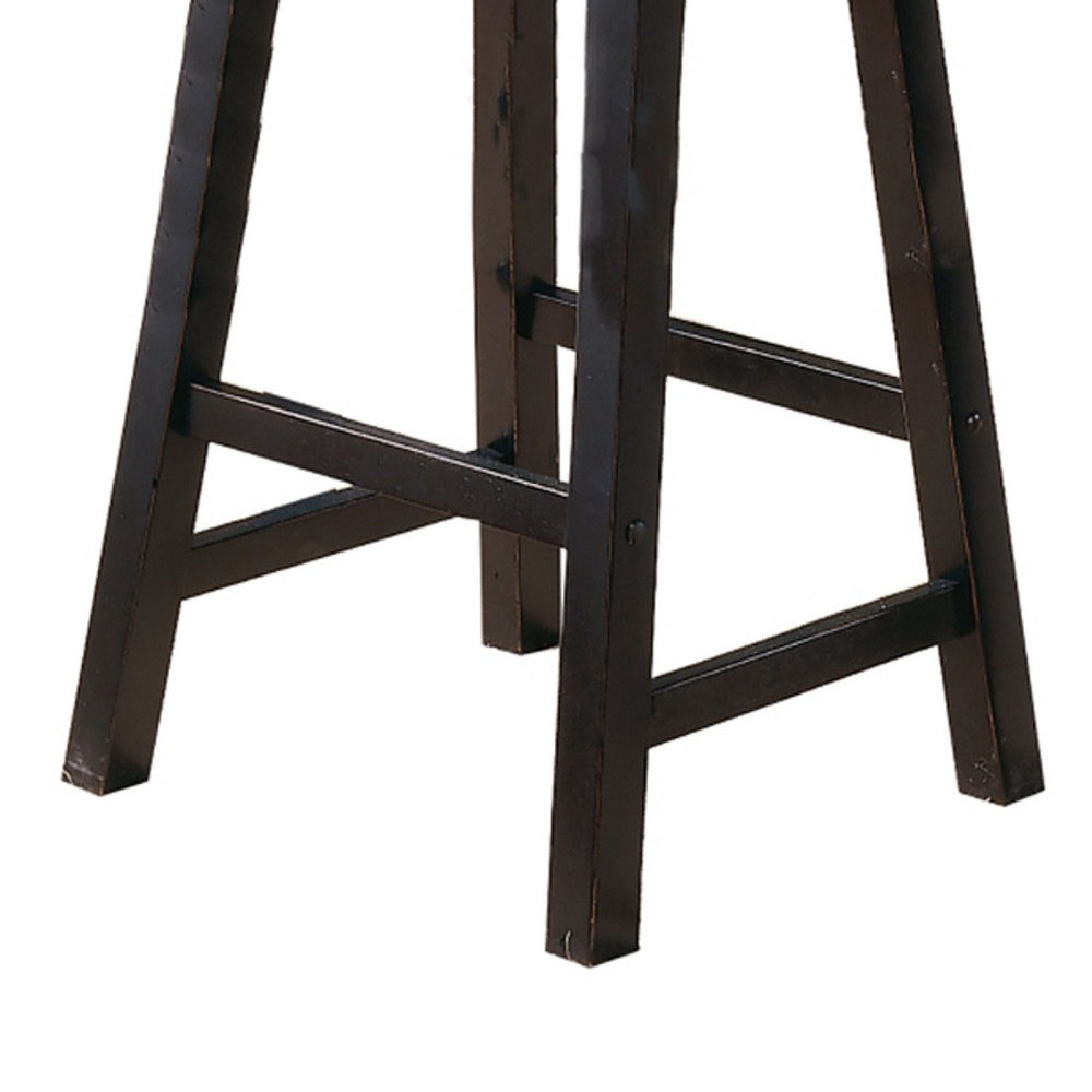 Wooden 29" Counter Height Stool with Saddle Seat, Black, Set Of 2