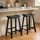 Wooden 29" Counter Height Stool with Saddle Seat, Black, Set Of 2