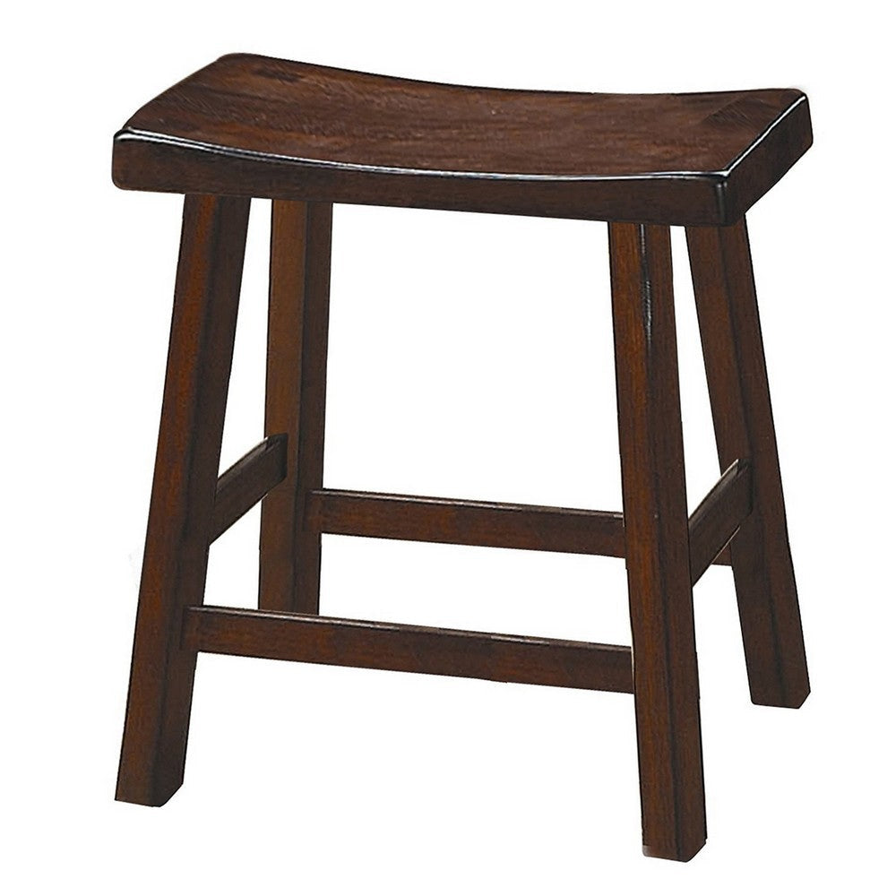 Wooden 18’’ Counter Height Stool with Saddle Seat Distressed Cherry Set Of 2 By Casagear Home HME-5302C-18