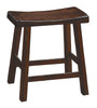 Wooden 18" Counter Height Stool with Saddle Seat, Distressed Cherry, Set Of 2 By Casagear Home