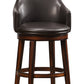 Wood & Leather Bar Height Chair with Swivel Mechanism, Oak Brown & Black, Set of 2 By Casagear Home