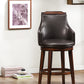 Wood & Leather Bar Height Chair with Swivel Mechanism Oak Brown & Black Set of 2 By Casagear Home HME-5447-29S