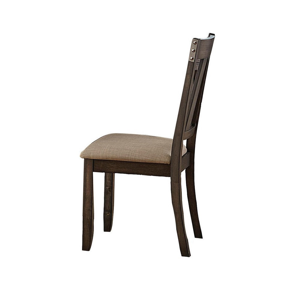 Wood Side Chair With Slightly Flared Back Legs Brown Set of 2 By Casagear Home HME-5518S