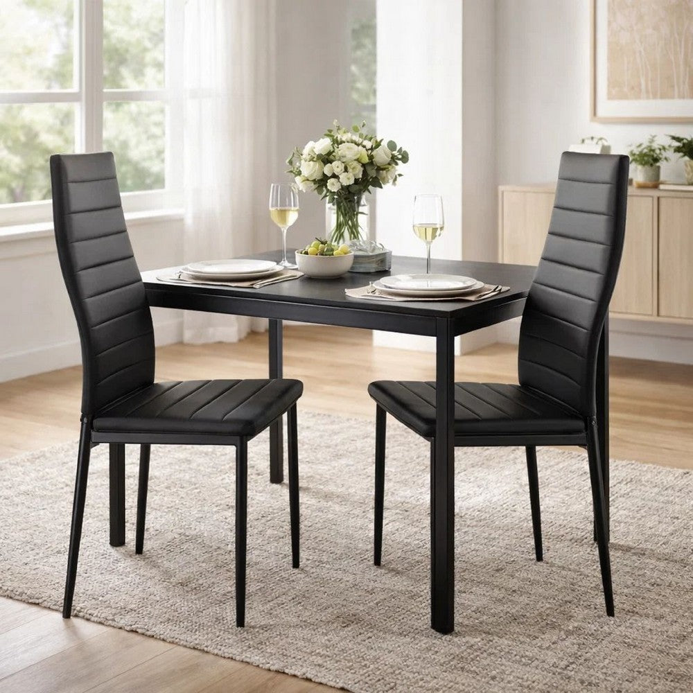 Side Chair Set of 2 | Bi-Cast Vinyl | Curvy Back | Black