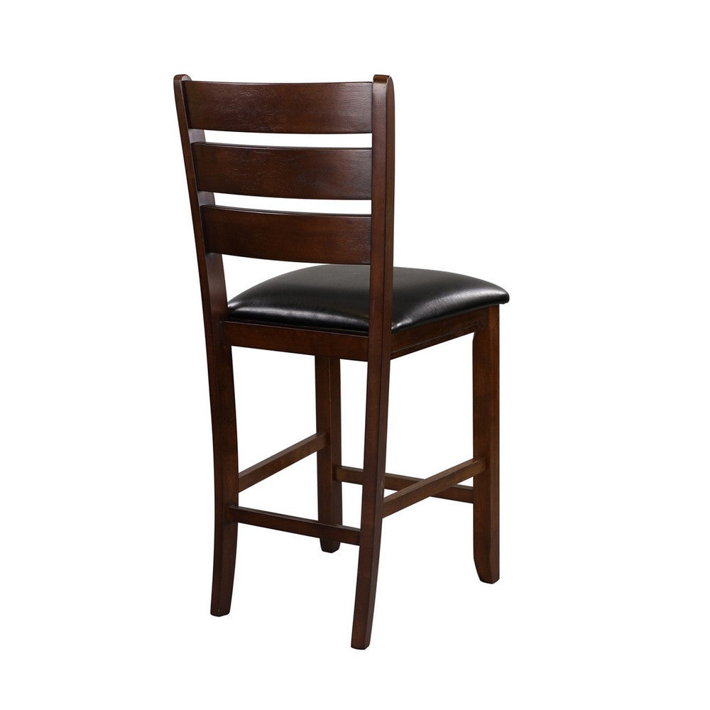 WoodCounter Height Chairs With Slatted Backs Set of 2 Dark Brown By Casagear Home HME-586-24