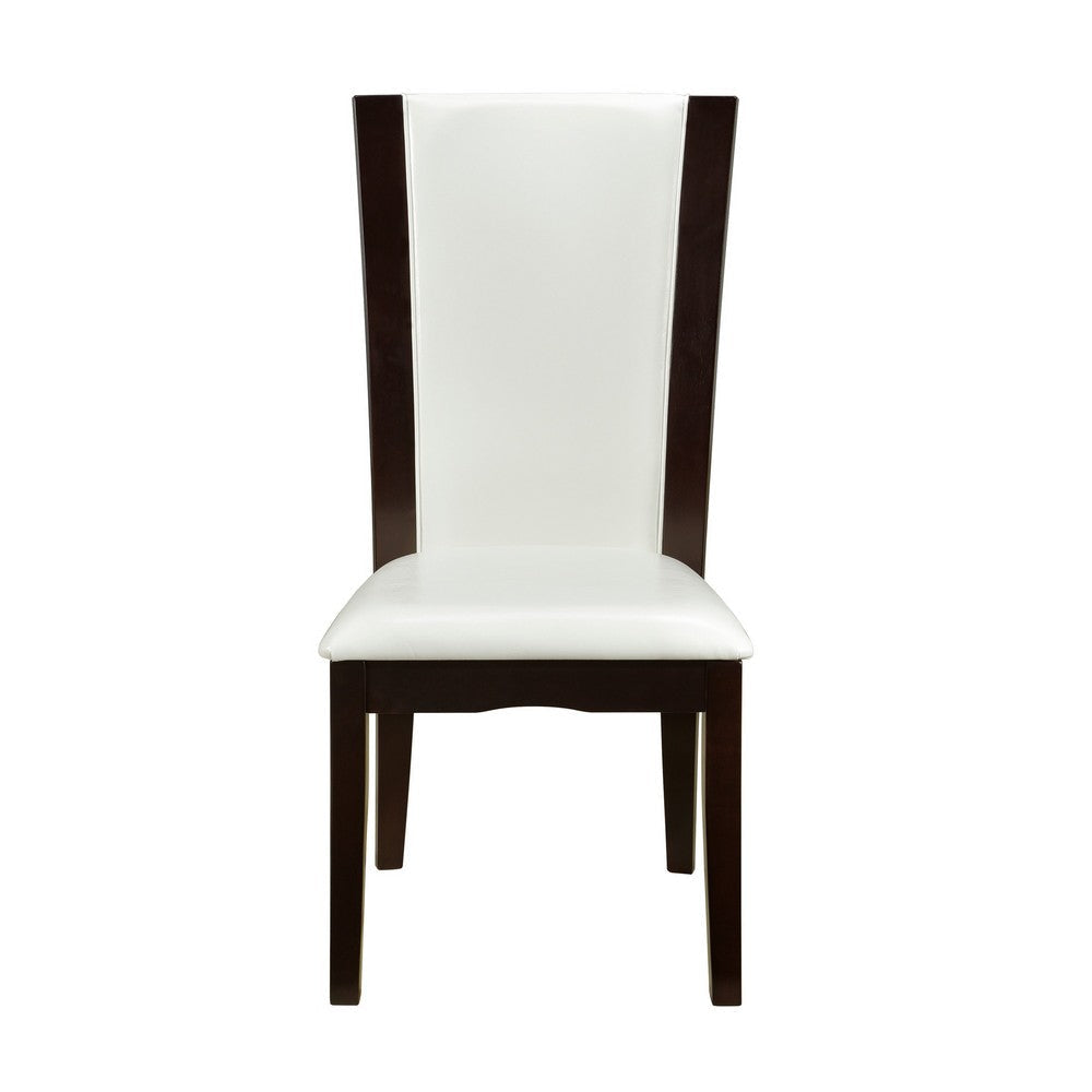 Leather Upholstered Side Chair With Long Back White and Black Set Of 2 HME-710WS