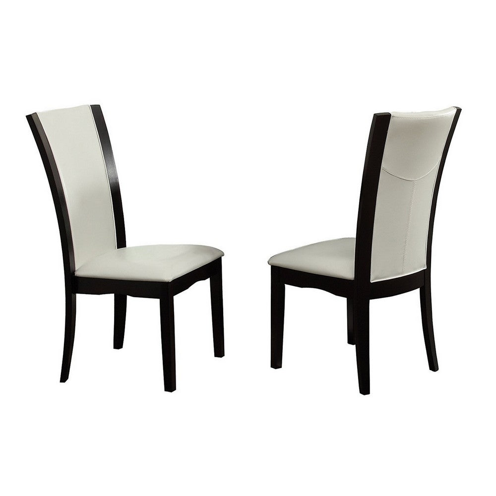 Leather Upholstered Side Chair With Long Back White and Black Set Of 2 HME-710WS