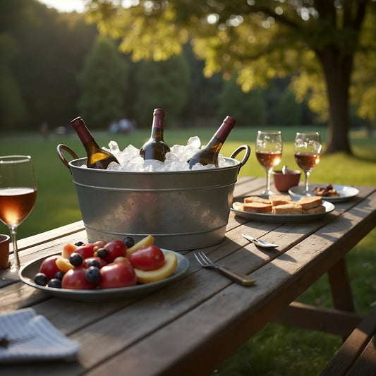 Spacious Galvanized Beverage Tub With Handles, Gray - BM166870