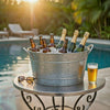 Spacious Galvanized Beverage Tub With Handles, Gray - BM166870