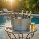 Spacious Galvanized Beverage Tub With Handles, Gray - BM166870