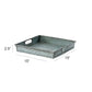 Benzara Square Galvanized Metal Tray With Handle, Gray - BM166881
