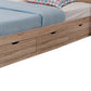 Sui Wooden Full Size Bed Frame with 3 Drawers and Grain Details, Taupe Brown By Casagear Home