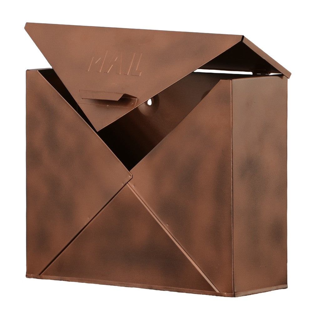 Envelope Shaped Wall Mount Metal Mail Box, Copper By The Urban Port
