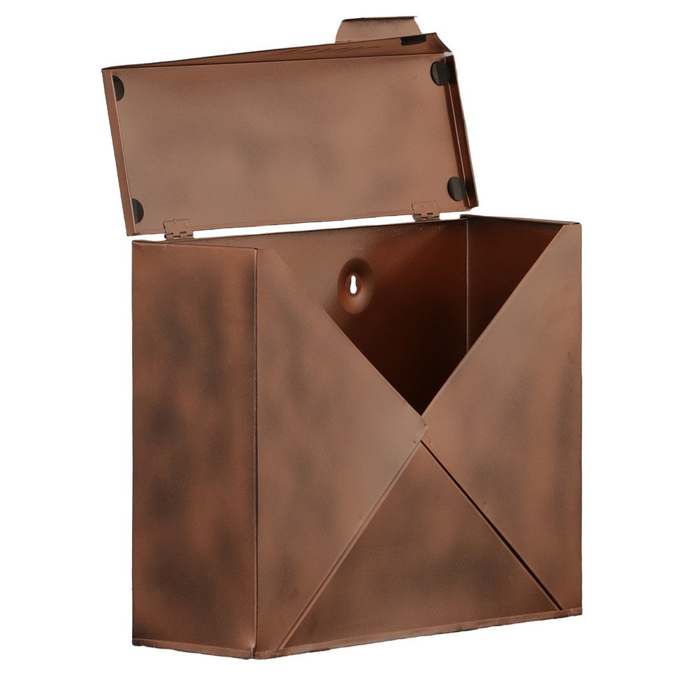Envelope Shaped Wall Mount Metal Mail Box, Copper By The Urban Port
