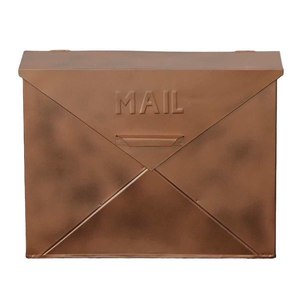 Envelope Shaped Wall Mount Metal Mail Box, Copper By The Urban Port