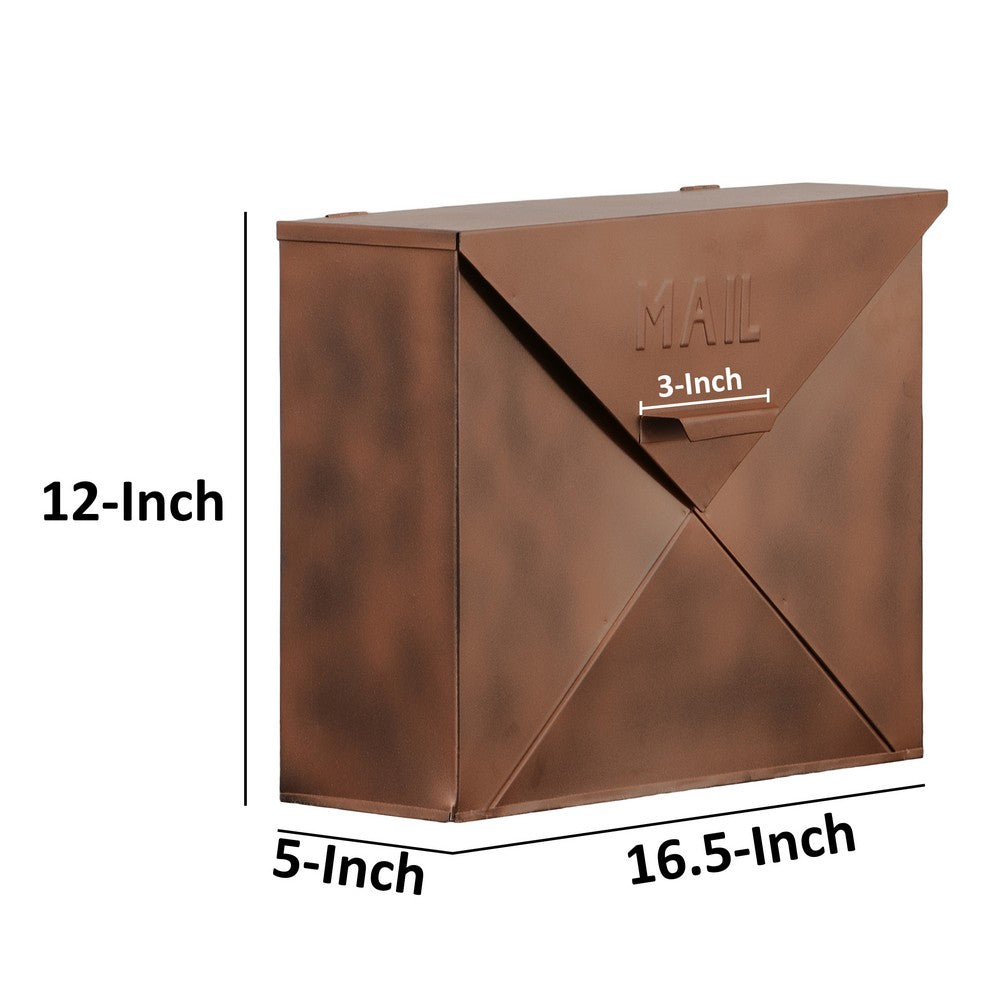 Envelope Shaped Wall Mount Metal Mail Box, Copper By The Urban Port