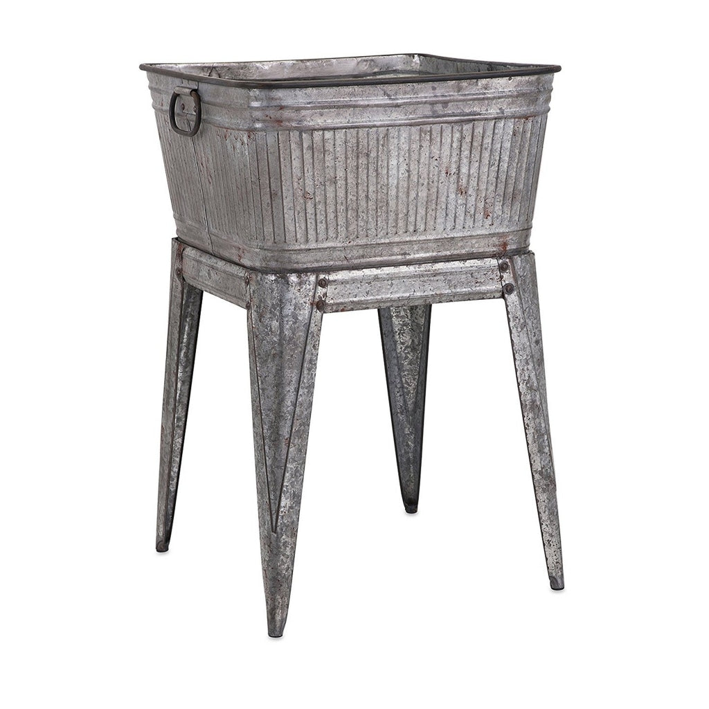 Multi Functional Galvanized Metal Tub on Stand Gray By Casagear Home BM16184