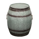 Barrel Drum Shape Storage Table with Removable Lid, Rustic Brown and Gray Metal