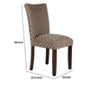 Wooden Parson Dining Chair with Damask Pattern Fabric Upholstery Multicolor - K1136-F662 By Casagear Home KFN-K1136-F662