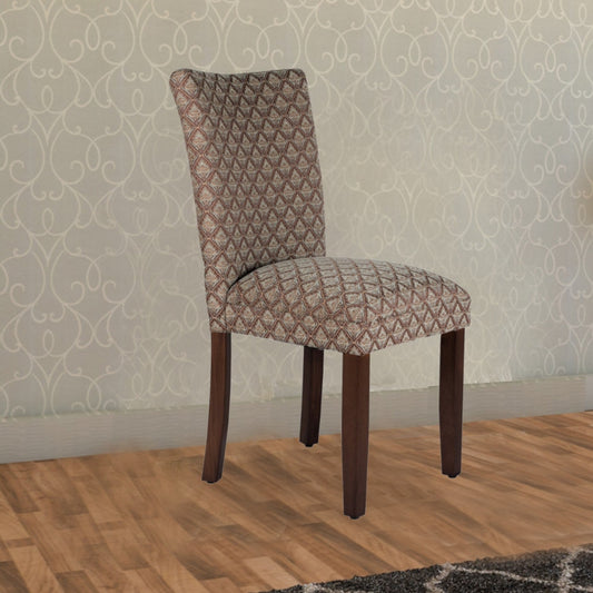 Dining Chair | Wood Parson | Damask Fabric | Multicolor