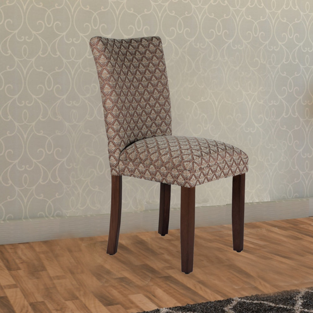 Dining Chair | Wood Parson | Damask Fabric | Multicolor