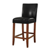 Wooden 29 Inch Bar Stool with Faux Leather Padded Seat and Tapered Feet Black and Brown - K1401-29-E073 By Casagear Home KFN-K1401-29-E073