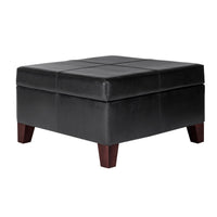 Ottoman | Faux Leather Upholstered | Hinged Storage | Black Brown | Large