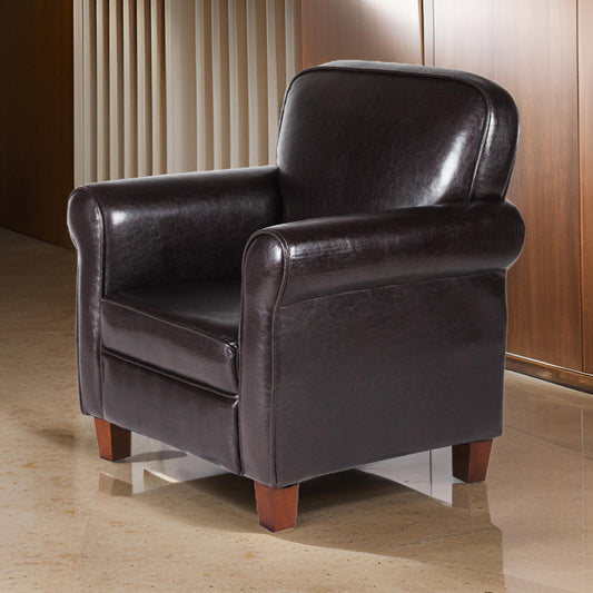 Kids Chair | Faux Leather Upholstered | Rolled Arms | Brown