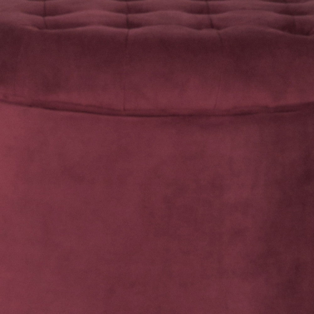 Ottoman | Button Tufted Velvet | Hidden Storage | Red Brown KFN-K6171-B119