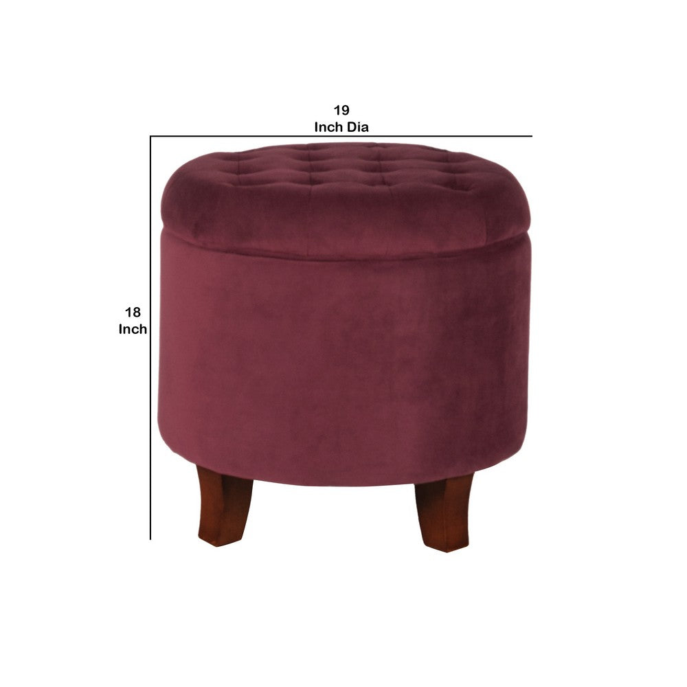 Ottoman | Button Tufted Velvet | Hidden Storage | Red Brown KFN-K6171-B119