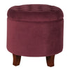 Ottoman | Button Tufted Velvet | Hidden Storage | Red Brown KFN-K6171-B119
