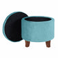 Button Tufted Velvet Upholstered Wooden Ottoman with Hidden Storage Blue and Brown - K6171-B122 By Casagear Home KFN-K6171-B122