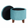 Button Tufted Velvet Upholstered Wooden Ottoman with Hidden Storage Blue and Brown - K6171-B122 By Casagear Home KFN-K6171-B122