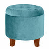 Ottoman | Button Tufted Velvet | Hidden Storage | Blue Brown