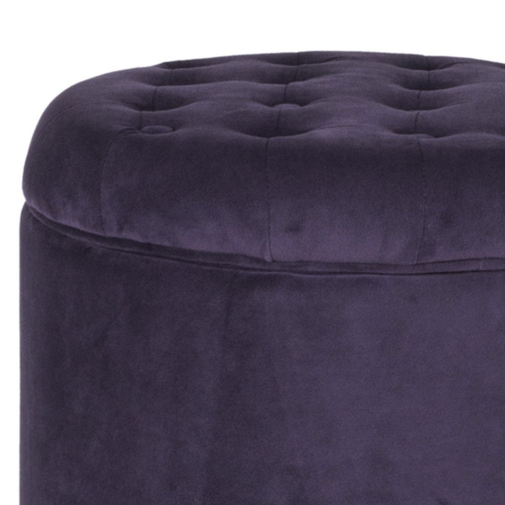 Ottoman | Button Tufted Velvet | Hidden Storage | Purple Brown KFN-K6171-B204