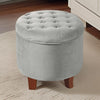 Ottoman | Button Tufted Velvet | Hidden Storage | Light Gray Brown