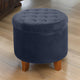 Ottoman | Button Tufted Velvet | Hidden Storage | Dark Blue Brown