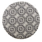 Medallion Pattern Fabric Upholstered Ottoman with Wooden Bun Feet Cream and Black - K6427-F1604 By Casagear Home KFN-K6427-F1604