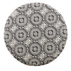 Medallion Pattern Fabric Upholstered Ottoman with Wooden Bun Feet Cream and Black - K6427-F1604 By Casagear Home KFN-K6427-F1604