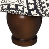 Medallion Pattern Fabric Upholstered Ottoman with Wooden Bun Feet Cream and Black - K6427-F1604 By Casagear Home KFN-K6427-F1604