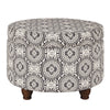 Ottoman | Medallion Pattern Fabric | Bun Feet | Cream Black