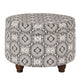 Ottoman | Medallion Pattern Fabric | Bun Feet | Cream Black