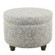 Ottoman | Paisley Floral Fabric | Hidden Storage | Gray Cream